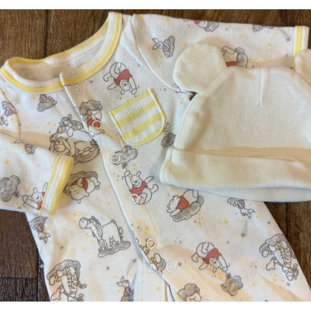 Disney Baby Bundle Preemie Winnie Pooh Outfit Hat Gender Neutral Yellow